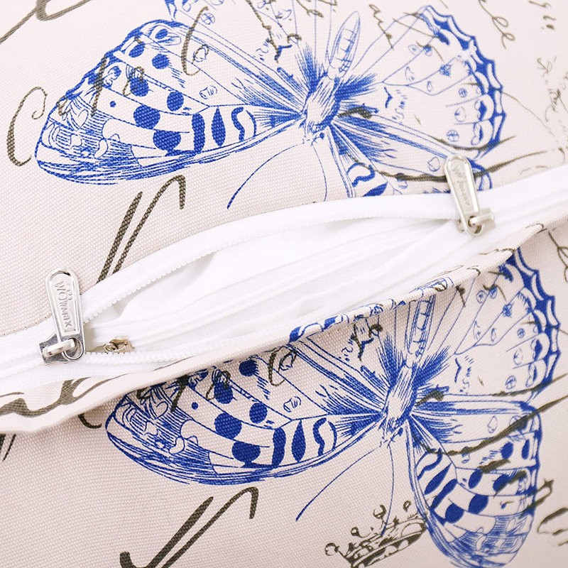 Triangular Backrest Cushion, Blue Butterfly