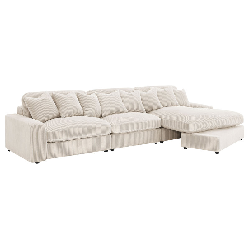 Canapé modulaire rembourré Cassidy Sand, 34" H x 146" W x 70.5" D
