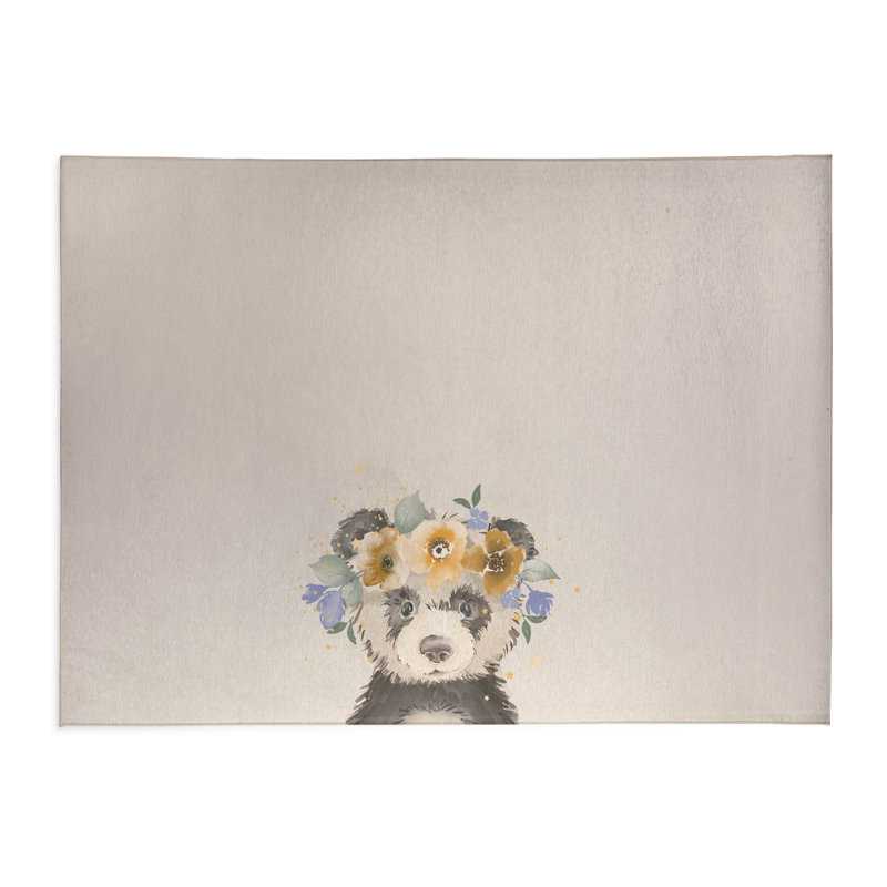 Panda Kids Play Mat, Rectangle 4' x 6', Ivory