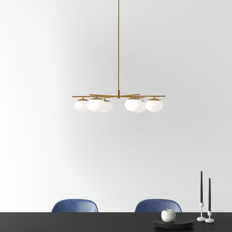 Monika 6 - Light Dimmable Sputnik Modern Linear Chandelier, Burnished Brass
