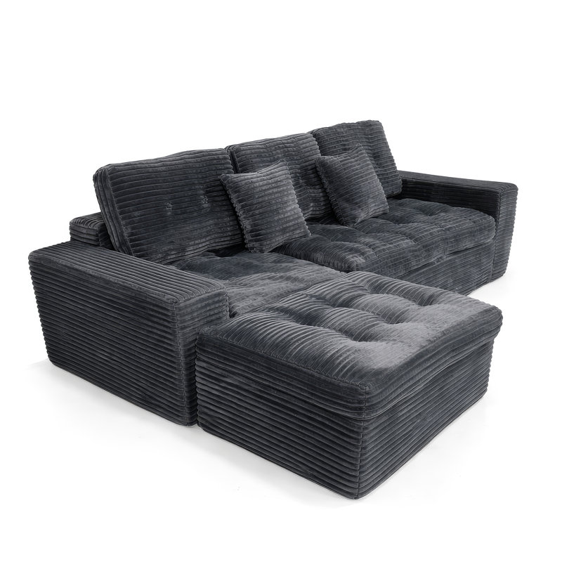 Canapé modulaire Boneless, Velours gris velours