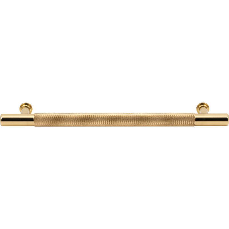 Beliza Knurled Bar Pull, Polished Brass, 6 5/16"