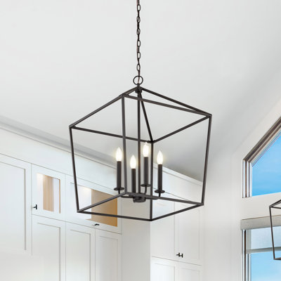 4 - Light Dimmable Lantern Geometric Chandelier