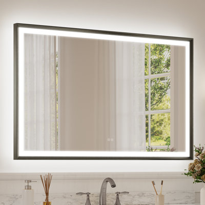 Miroir de salle de bain moderne à DEL avec verre trempé et miroir mural