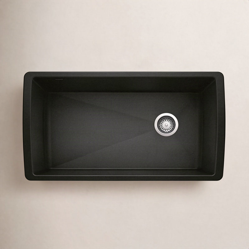 Diamond Silgranit 33" Super Single Undermount Kitchen Sink - Coal Black, Coal Black
