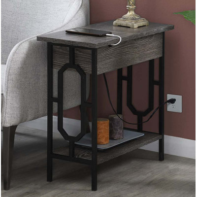 Minburn 24"H End Table with Storage and Built-In Outlets
