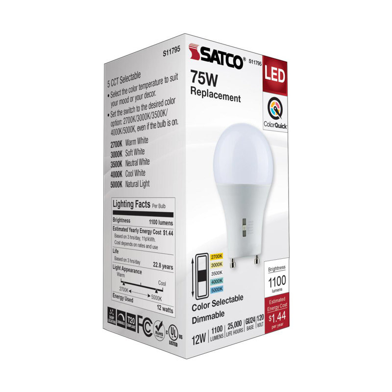 12 Watt White LED Bulb, 75 Watt Equivalent