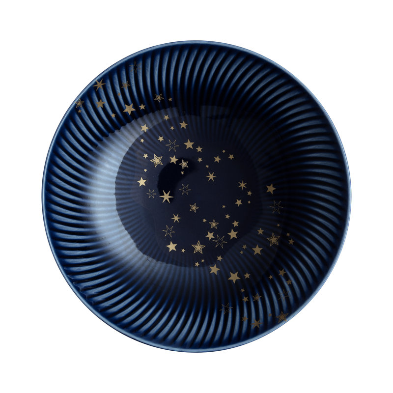 Bol à pâtes en porcelaine, Bleu/doré