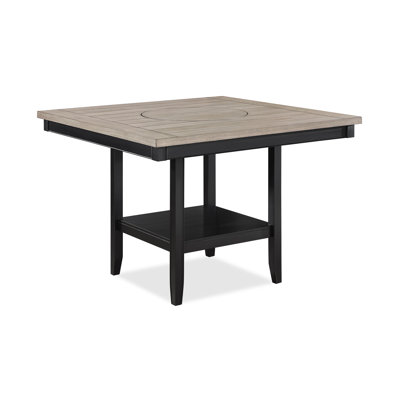 Table de salle à manger à hauteur de comptoir transitionnelle contemporaine 1pc avec placage de bois bicolore