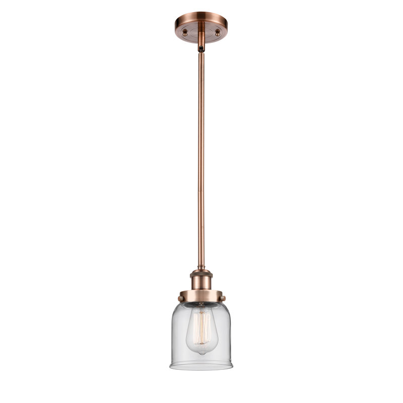 Ballston Urban Bell - 1 Light 5" Cord Hung Mini Pendant, LED, Antique Copper, Clear
