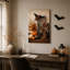 «Black Witch Hat and Pumpkins on Rustic Rocking Halloween», art mural sur toile-670795916