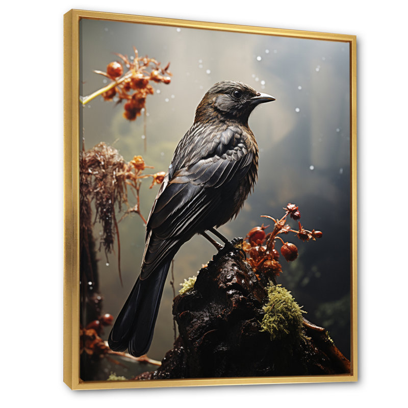 Visar Bird Portrait Vibrant II sur toile, H 32 po x l 16 po x P 1 po, Cadre flottant doré