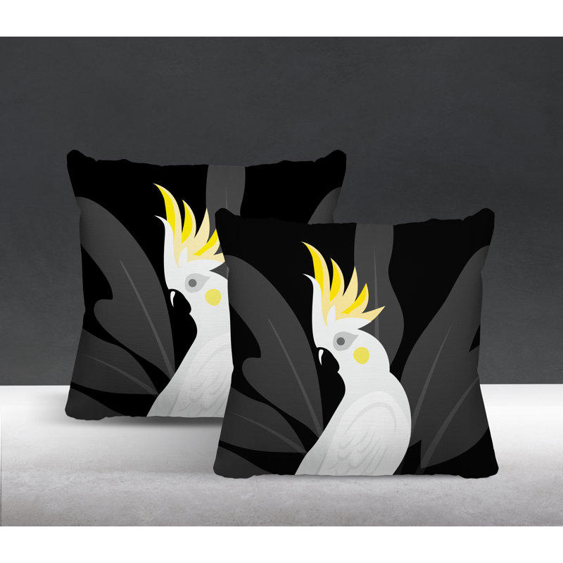 Coussin intérieur / extérieur Catoo Bird, L 19 po x H 19 po, Noir
