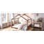 Grand lit sur pied avec lattes de soutien, structure de lit en bois massif pour enfants, pas de sommier tapissier et ouverture, naturel profond