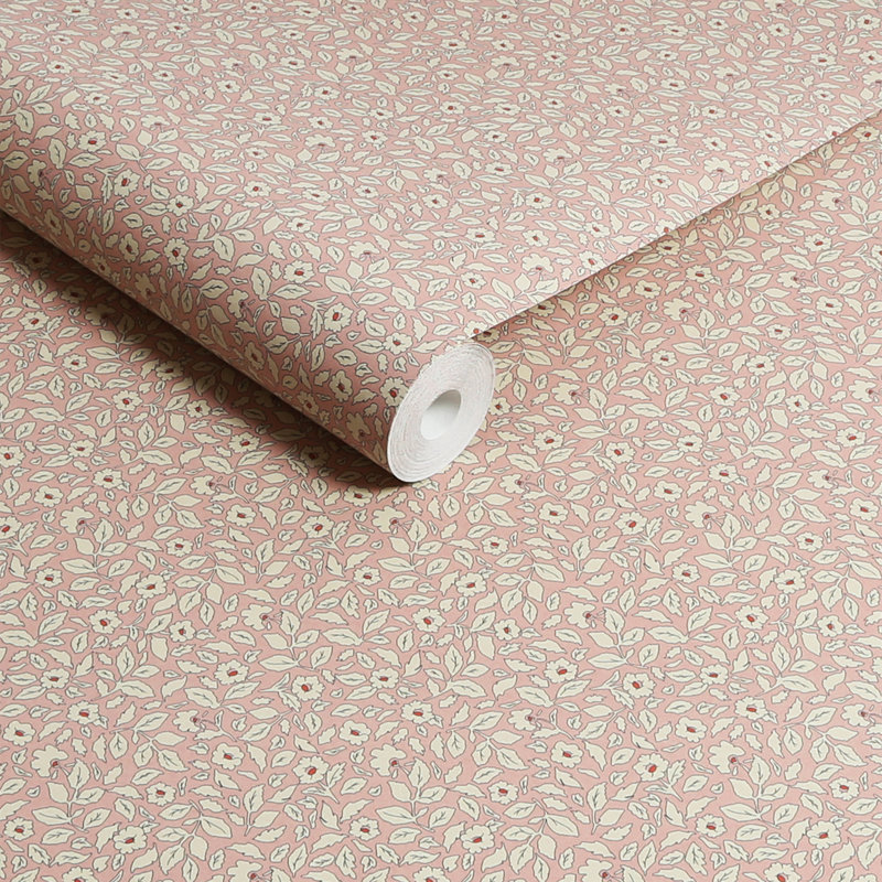 Joules Ditsy Floral Print Floral 10m x 52cm Matte Wallpaper Roll, Pink
