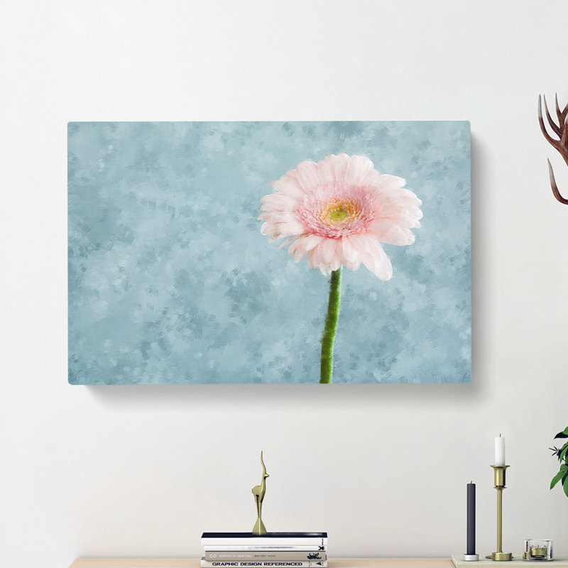 Lone Pink Gerbera - Wrapped Canvas, 40cm H x 60cm W x 3cm D