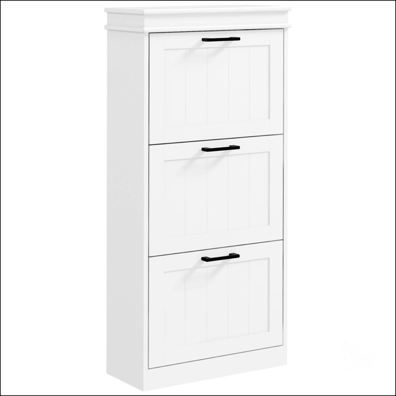 Armoire à chaussures étroite HOMcom avec 3 tiroirs rabattables et tablettes réglables pour 15 paires de chaussures
