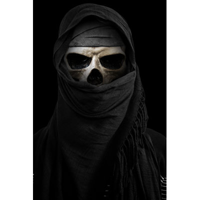 Skull Under Black Veils by SasinParaksa - Wrapped Canvas Print