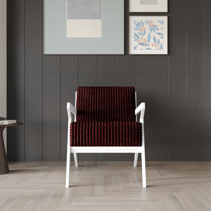 Fauteuil d'appoint en velours, Rouge, Blanc