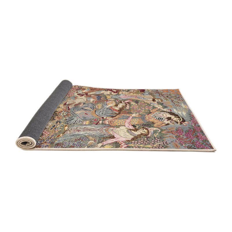 Tapis traditionnel bleu / beige / rouge Ikuko, Rectangle 5 pi x 7 pi