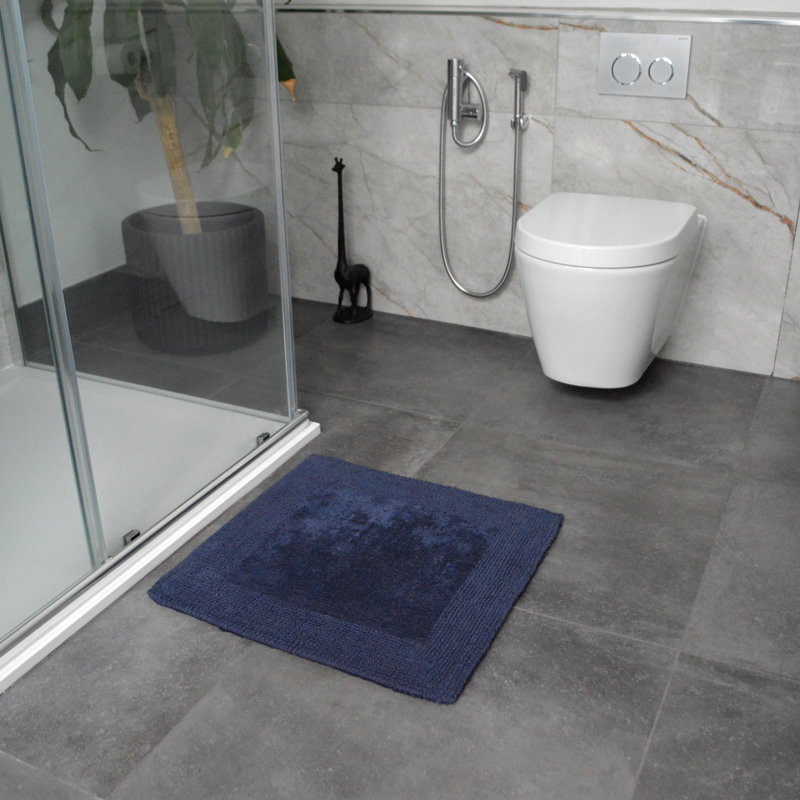 Nagelly Reversible Square Bath Mat, Navy