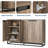 Buffet Storage Cabinet, Modern Sideboard Credenza With Metal Base, Brown