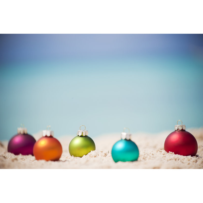 Christmas Baubles At Tropical Beach - Wrapped Canvas Print, 81cm H x 122cm W x 3.8cm D