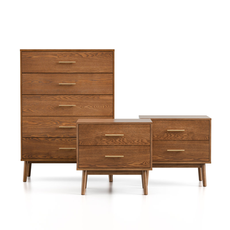 Ensemble de tables de chevet et commode 3 pièces Nevio