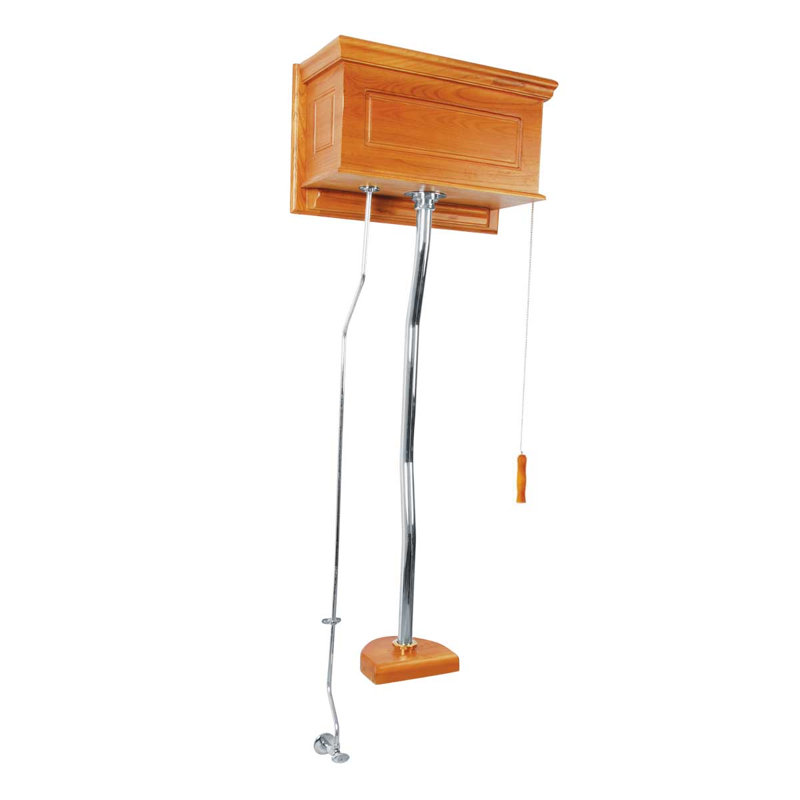The Renovators Supply High Tank Pull Chain Toilet Conversion Kit (Seat not Included), Antique Light Oak/Silver