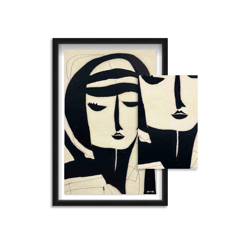 Oliver Gal Magritte or a Woman Portrait - Paint Framed Shadowbox Art, Black, 55.5" H x 37.5" W