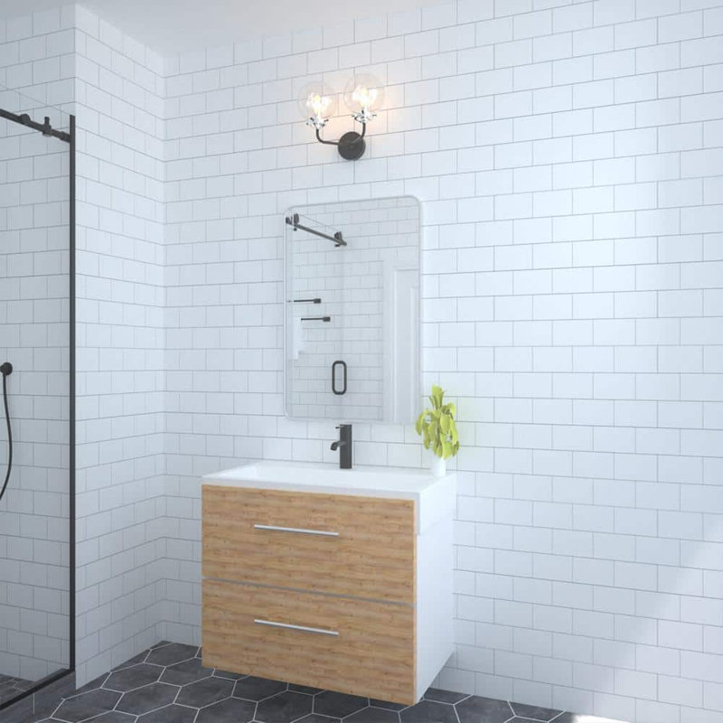Leyat Modern Rectangle Metal Frame Wall Mirror for Bathroom, 24" x 36", Gray