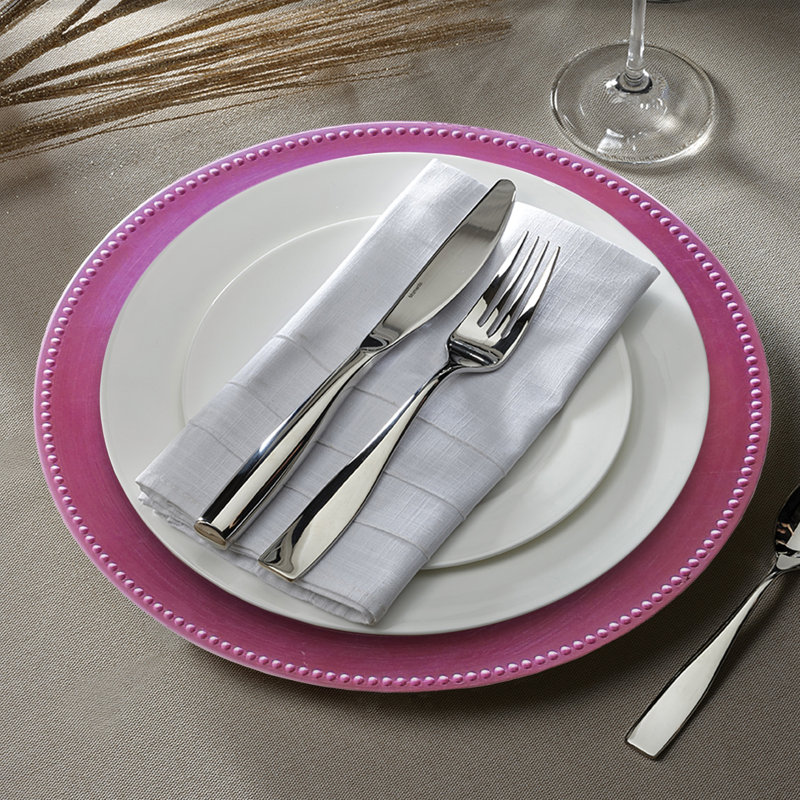 Plat de présentation perlé rose 13 po, Rose