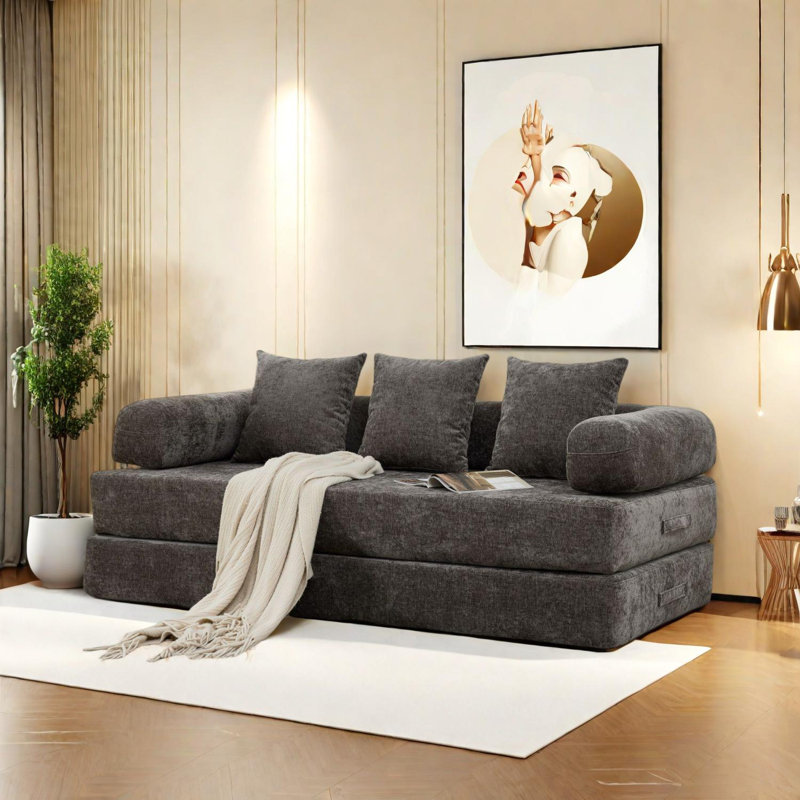 Canapé-lit convertible pliant avec accoudoirs pour salon Lounge Studio, Gris
