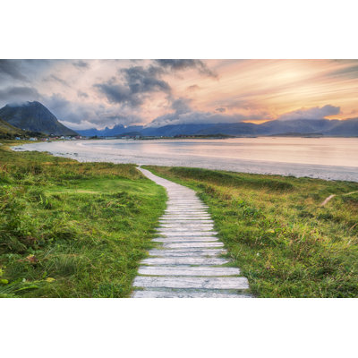 Walkway To Ramberg Beach by Tunart - Wrapped Canvas Print
