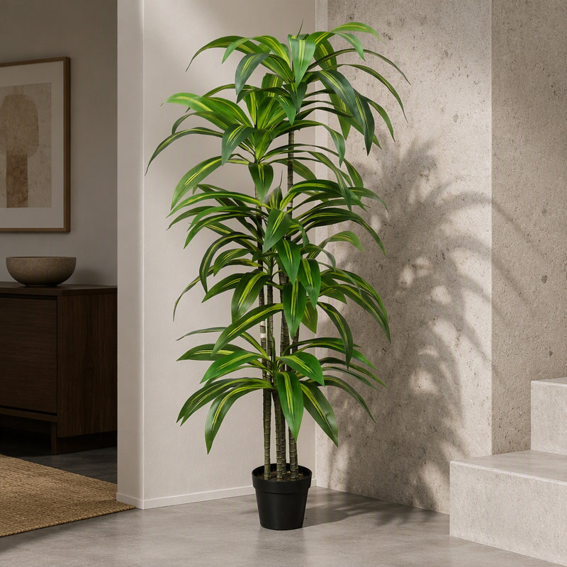 Plante dracaena artificielle de grande taille (1,7 m) avec branches ajustables et feuilles vertes réalistes