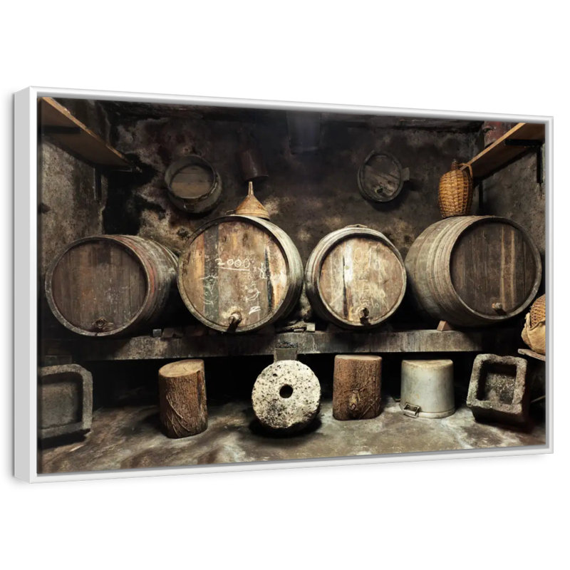 Vieille cave à vin, Cadre flottant blanc, 43 po x 29 po