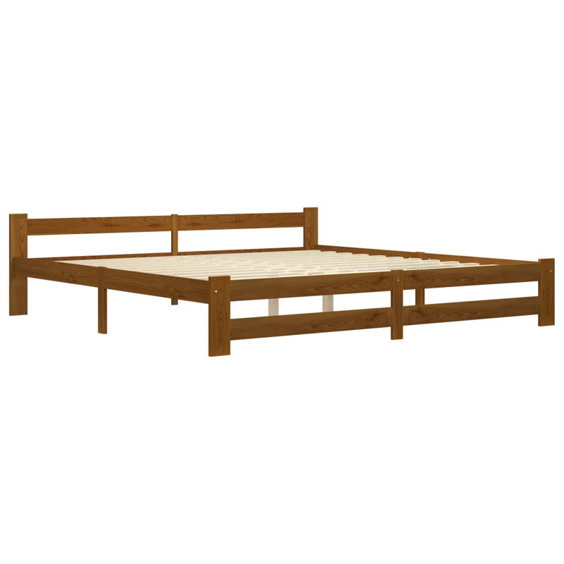 Berna Solid Wood Bed, Honey Brown, European Single (90 x 200cm)
