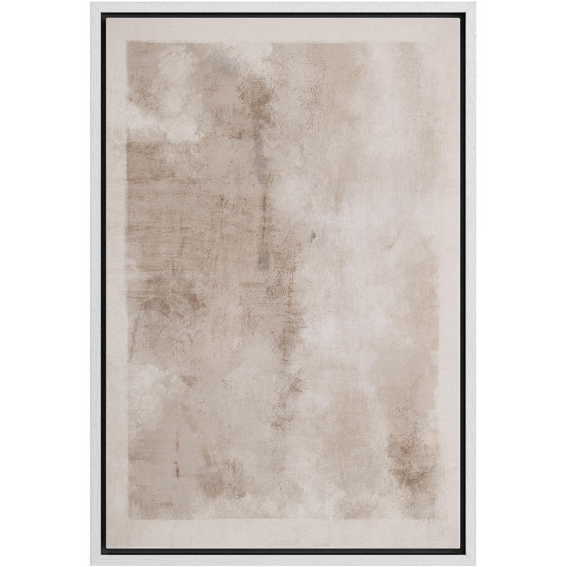 Faded Textured Brown Tan Colour Blocks Abstract Shapes Minimalism Contemporary Nordic Wall Decor, White Floater Frame