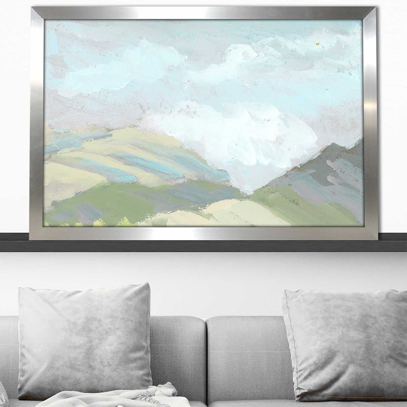 Hill View par Shel - Peinture, Encadrement argenté, H 27,5 po x l 39,5 po x P 0,75 po