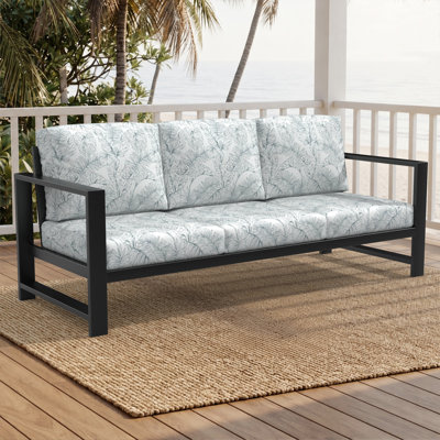 Trasdamad 3-Seater Sofa with Angled Slatted Back Aluminum Frame and Sunbrella Cushions