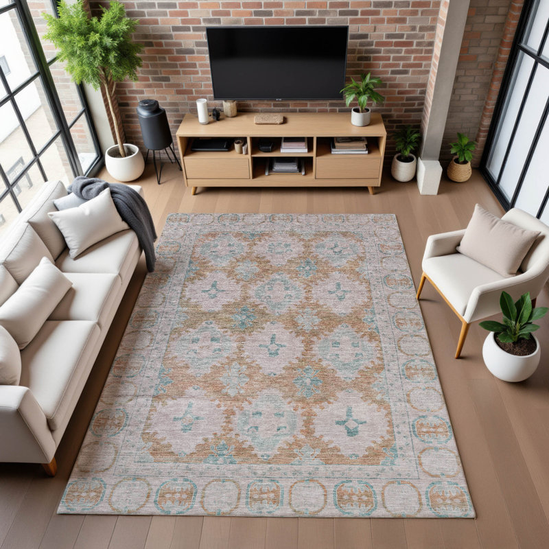 Premium Machine Washable Lubbers AMF1760 Border Rug, Rectangle 2'6" x 3'10"