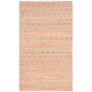 Arria Cape Cod Hand Woven Jute/Cotton Polka Dots Rug in Orange/Natural
