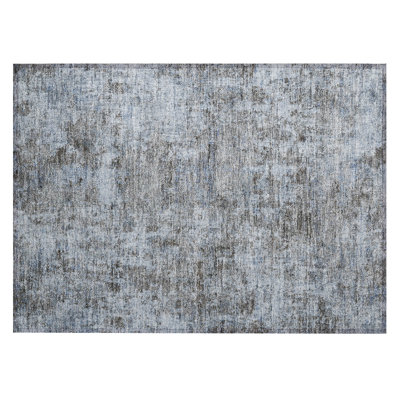 Machine Washable Indoor/Outdoor Xhevrie Blue Rug