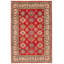 Tapis unique en laine noué à la main 6 pi 1 po x 9 pi nouvel âge Ocelia en rouge foncé / brun