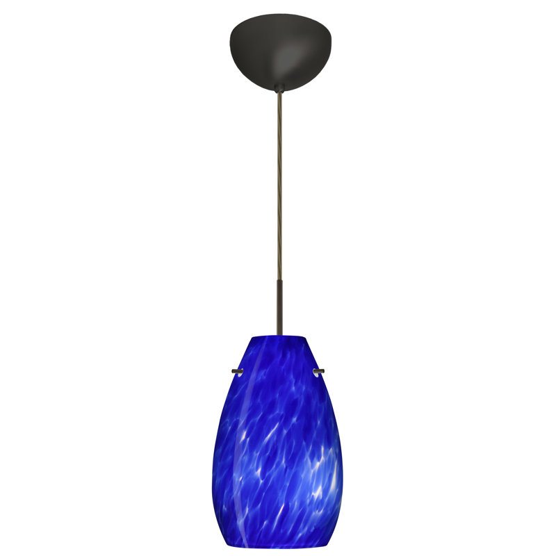Luminaire suspendu 1 lumière Pera, Bronze, Bleu nuage