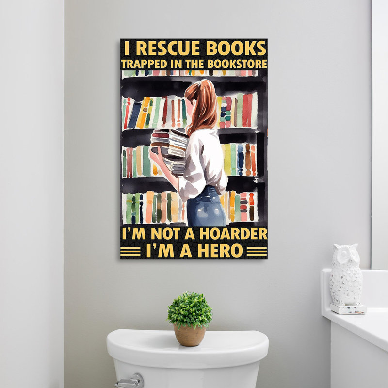 «I Rescue», livres «Traraped in the Bookstore», impression sur toile tendue, L 24 po x H 36 po