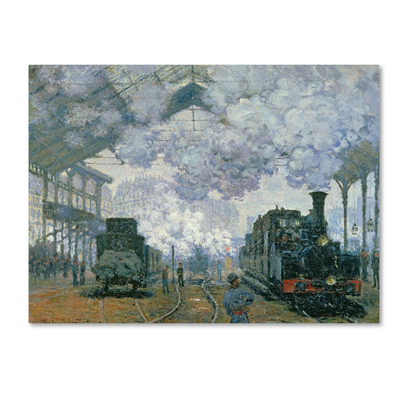 Reproduction sur toile de la gare Saint-Lazare par Claude Monet, H 14 po x l 19 po x P 2 po