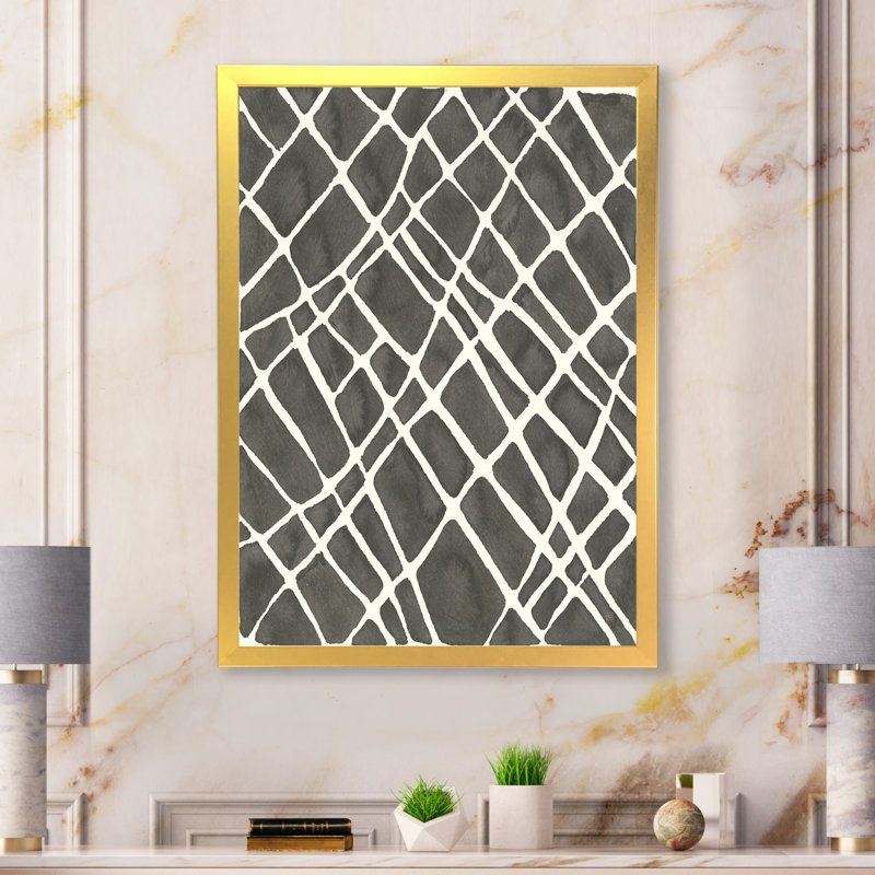 Cadre photo « minimal graphics v », reproduction sur toile, H 40 po x l 30 po x P 1,5 po, Cadre doré