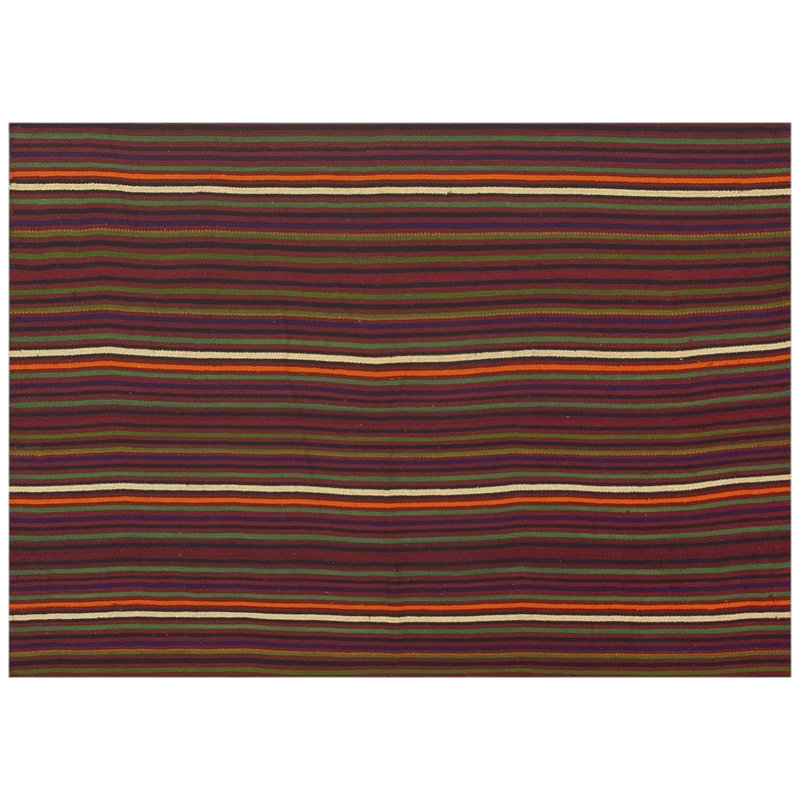 Tapis Kilim turc vintage multicolore à rayures, tissé à la main, de petite taille (122 x 183 cm).