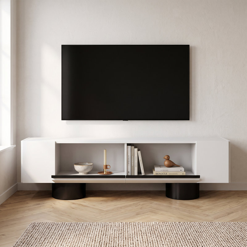 Meuble TV Allistair de style industriel moderne de 70,9 po pour téléviseurs jusqu'à 78 po avec bande réfléchissante